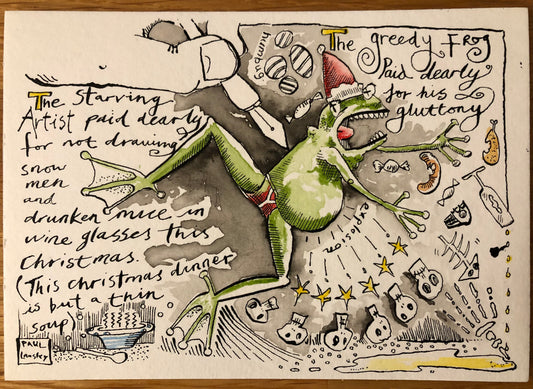 Greedy Frog Christmas postcard